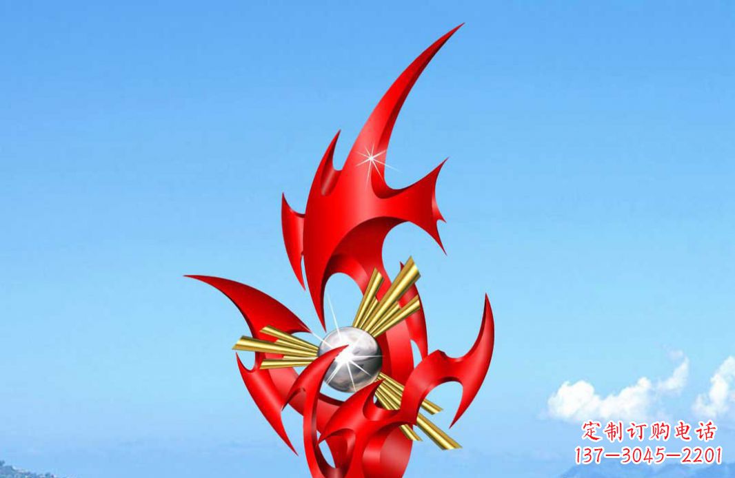 辽阳不锈钢火苗抽象景观雕塑