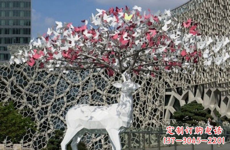 辽阳不锈钢几何小鹿雕塑222