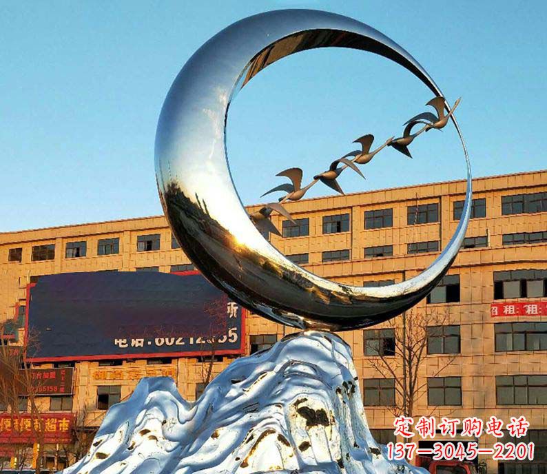 辽阳不锈钢假山大雁雕塑