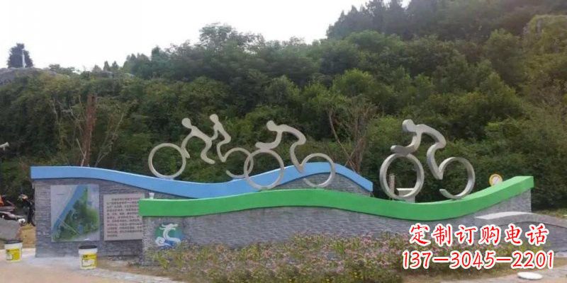 辽阳不锈钢自行车雕塑——给景区增添一抹绚烂
