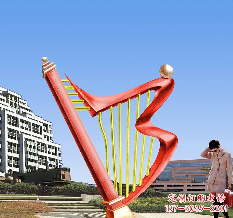 辽阳不锈钢竖琴雕塑把旋律汇聚成艺术精品
