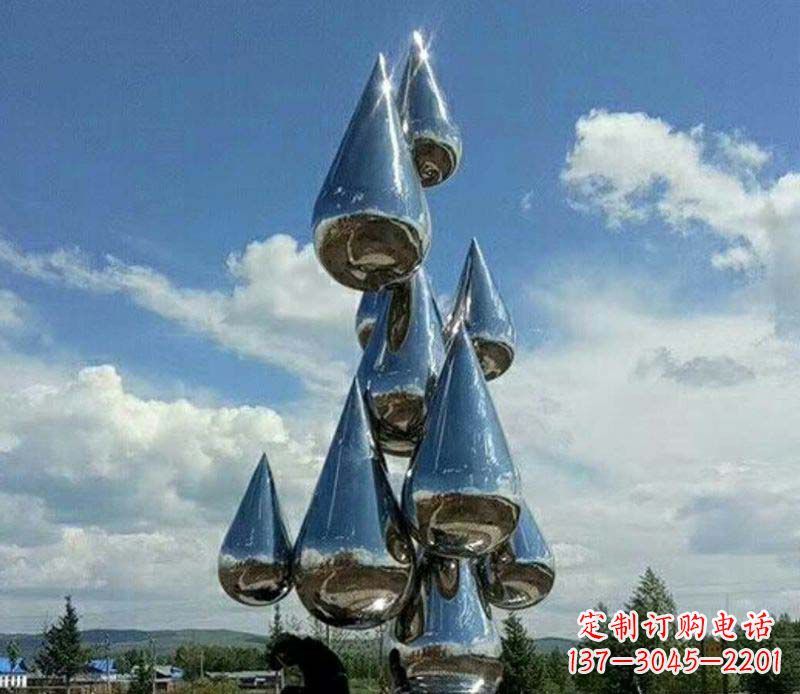 辽阳不锈钢镜面大型水滴雕塑——艺术精美、精致优雅