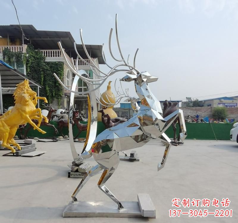 辽阳不锈钢镜面动物鹿雕塑