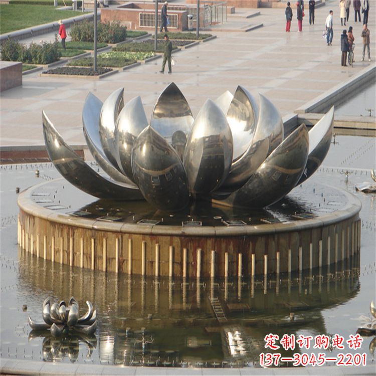 辽阳不锈钢莲花荷花喷水喷泉-公园景区水景雕塑