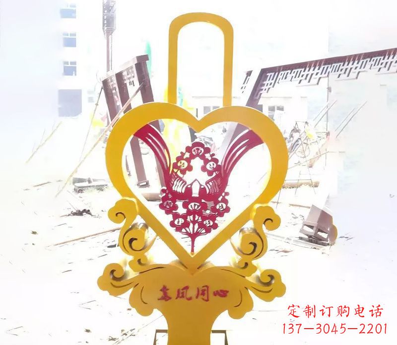 辽阳不锈钢龙凤同心雕塑