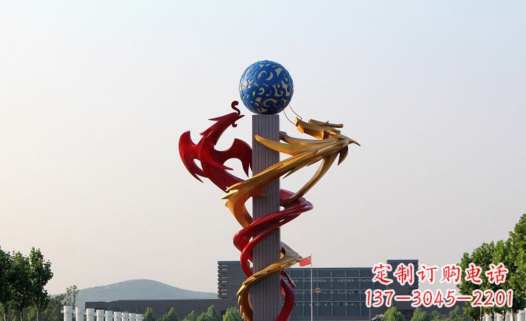 辽阳不锈钢龙凤戏珠广场景观雕塑