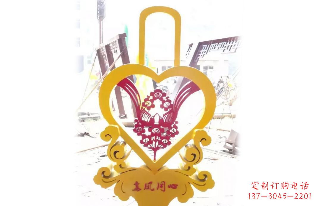 辽阳不锈钢龙凤同心景观雕塑