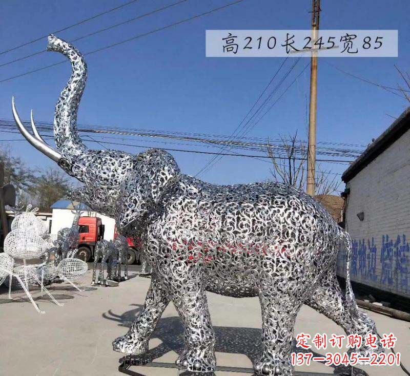 辽阳不锈钢镂空大象造型雕塑