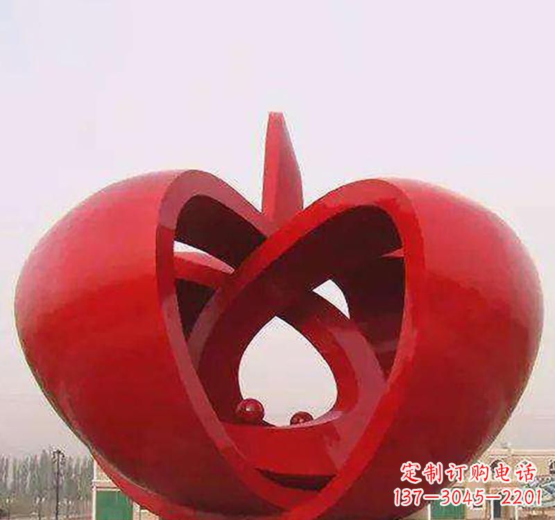 辽阳不锈钢镂空苹果雕塑精致美观的艺术品