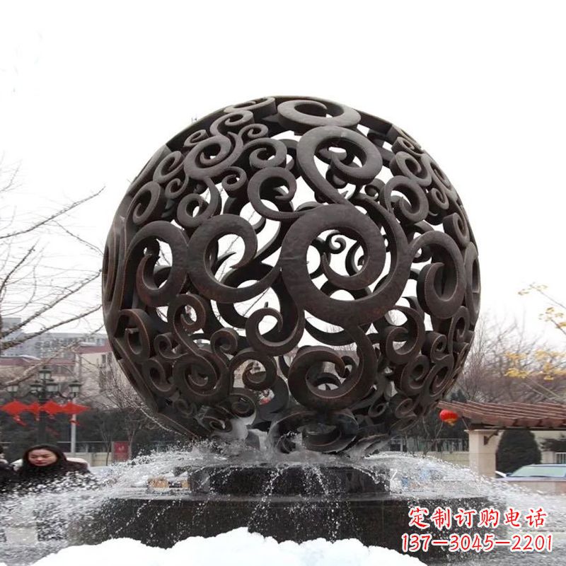 辽阳不锈钢镂空球水景喷泉雕塑