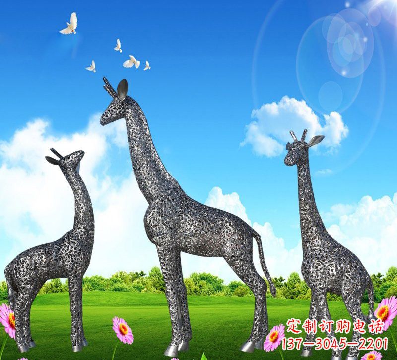 辽阳不锈钢长颈鹿雕塑优雅美观的艺术品