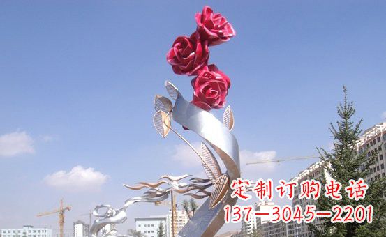 辽阳不锈钢玫瑰花雕塑222