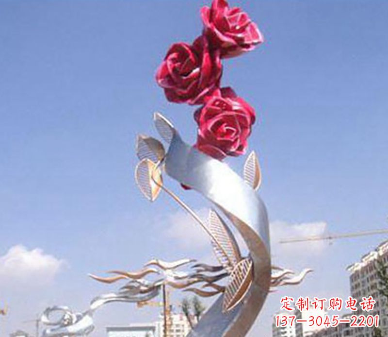 辽阳不锈钢玫瑰雕塑精美的艺术品