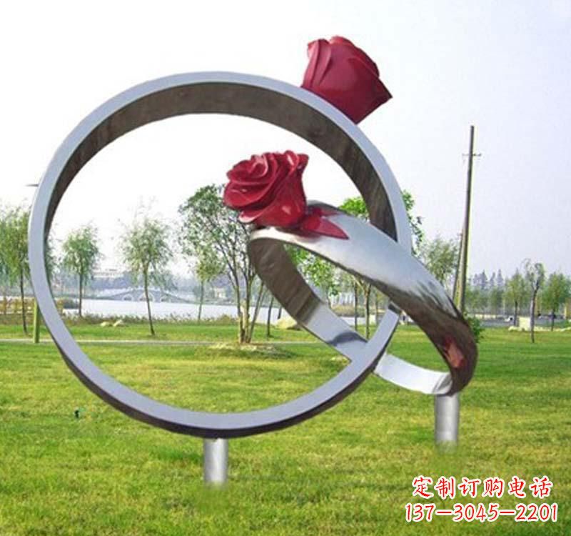 辽阳精美不锈钢玫瑰戒指雕塑