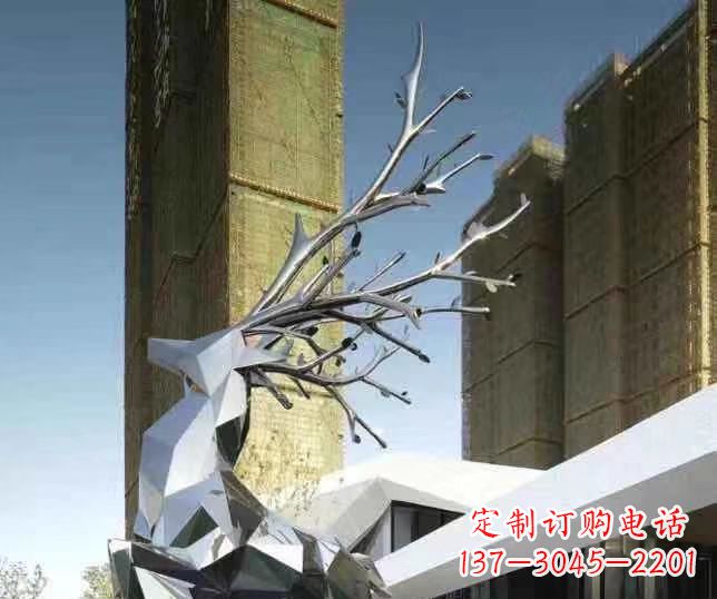 辽阳梅花鹿雕塑美丽的景观和动物雕塑