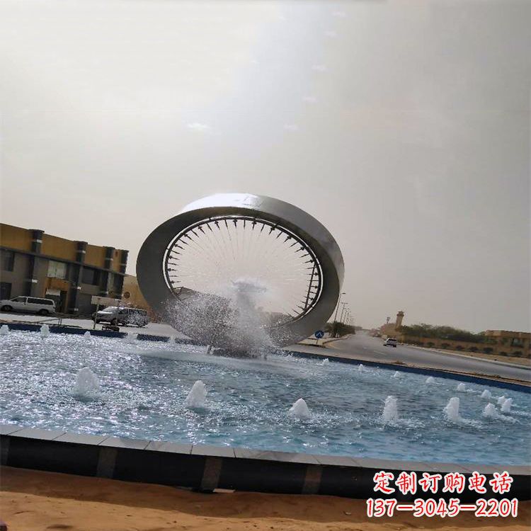 辽阳精美不锈钢喷泉雕塑,增添环形绿景魅力