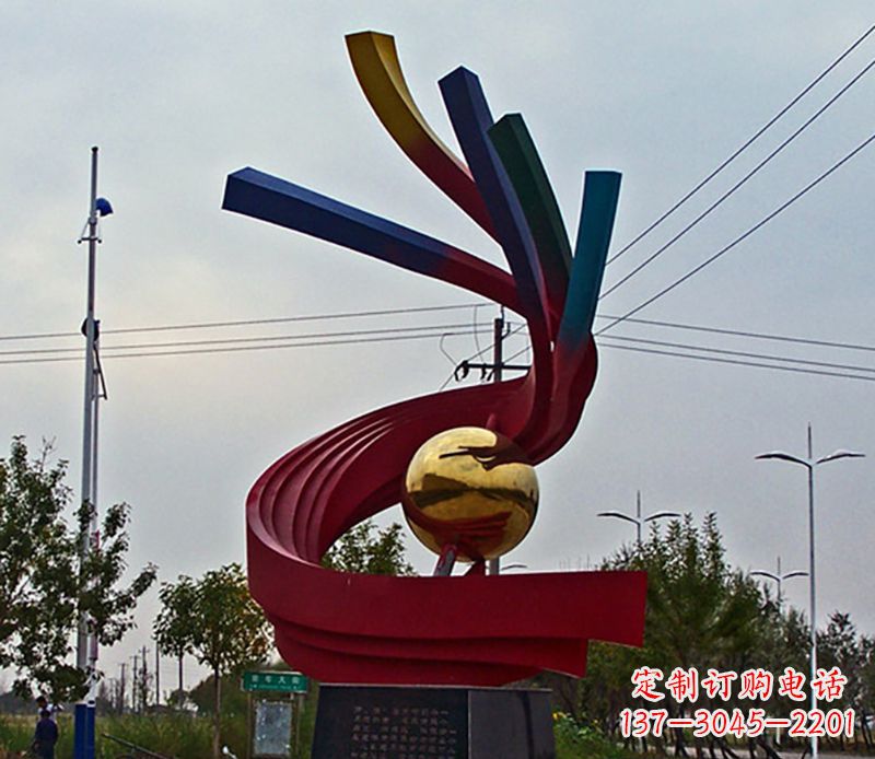 辽阳不锈钢飘带雕塑艺术与自然的完美结合