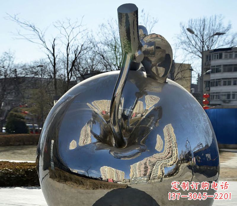 辽阳不锈钢苹果镜面雕塑精美绝伦