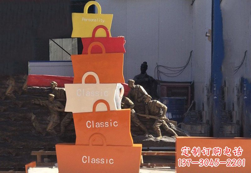 辽阳不锈钢购物袋雕塑