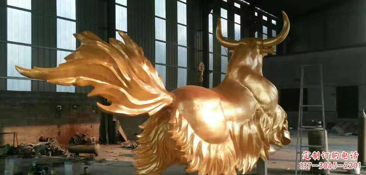 辽阳不锈钢钛金牦牛动物雕塑