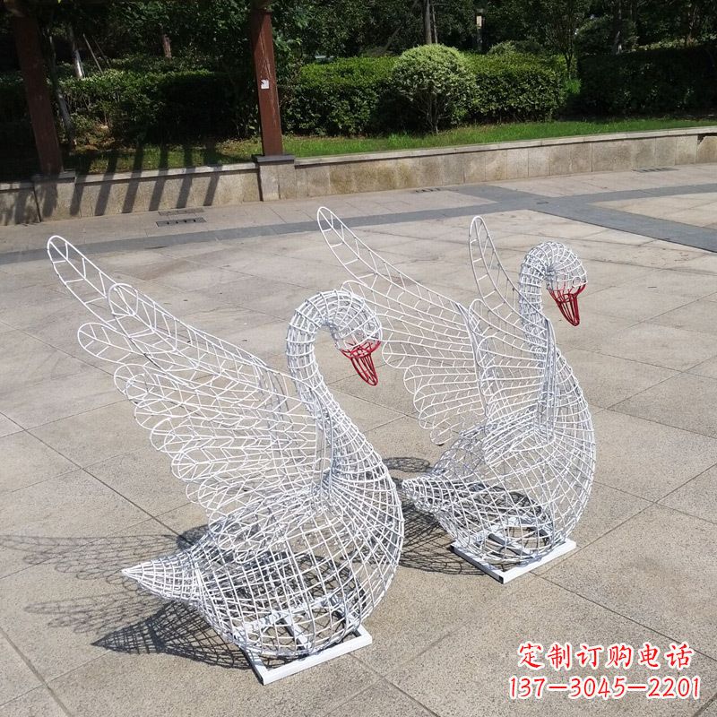 辽阳不锈钢网格展翅天鹅雕塑