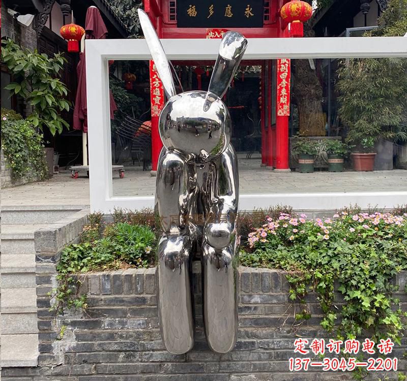 辽阳不锈钢兔子雕塑精美的艺术作品