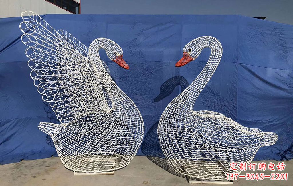 辽阳不锈钢网格天鹅雕塑公园园林的精美装饰