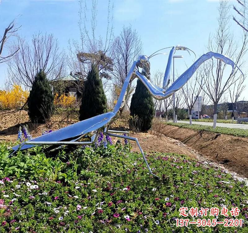 辽阳不锈钢现代动物螳螂雕塑