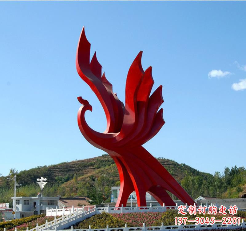 辽阳不锈钢现代凤凰雕塑——给都市带来灵动之美