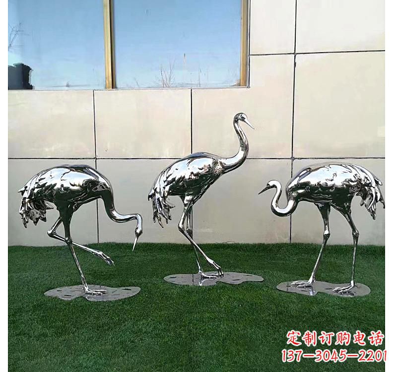 辽阳不锈钢现代镜面仙鹤雕塑