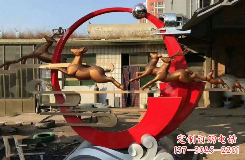 辽阳不锈钢制作的梅花鹿雕塑