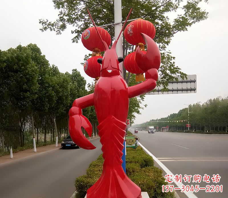 辽阳不锈钢小龙虾雕塑精美之灵