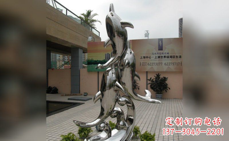 辽阳不锈钢小区海豚雕塑
