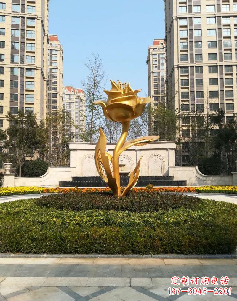辽阳不锈钢小区玫瑰花雕塑浓郁情感的视觉体验
