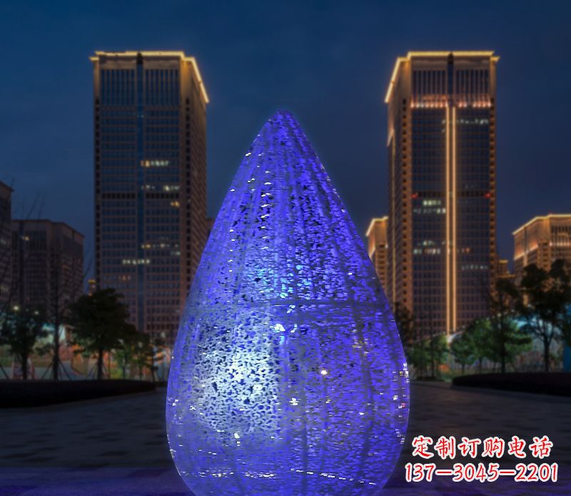 辽阳不锈钢小区照明美轮美奂的水滴雕塑