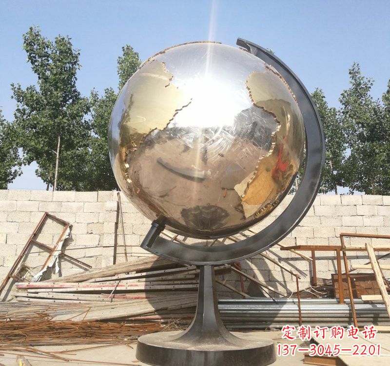 辽阳不锈钢校园地球仪雕塑校园精神体现