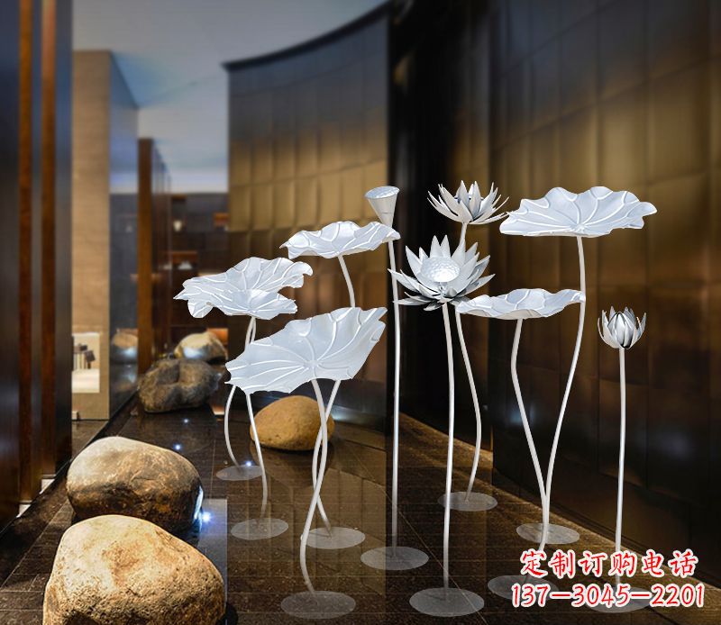 辽阳不锈钢银色荷花雕塑精美外形魅力无限