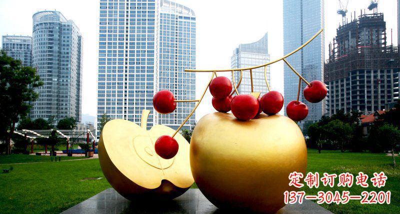 辽阳不锈钢苹果雕塑,添彩公园景观