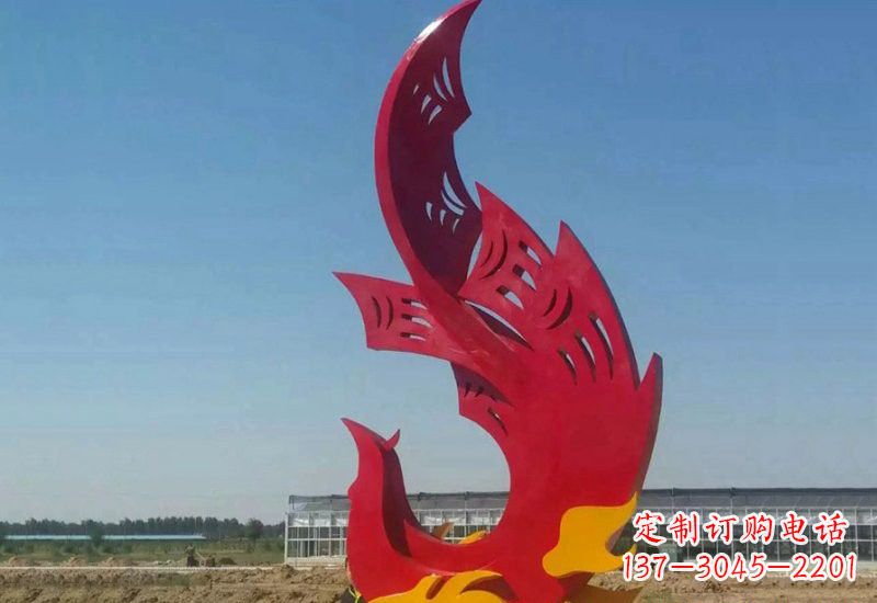 辽阳凤凰雕塑传承不锈钢园林艺术