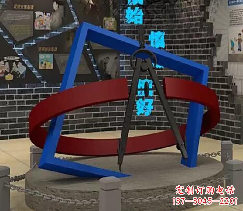 辽阳不锈钢圆规雕塑实现景观美化的艺术之作
