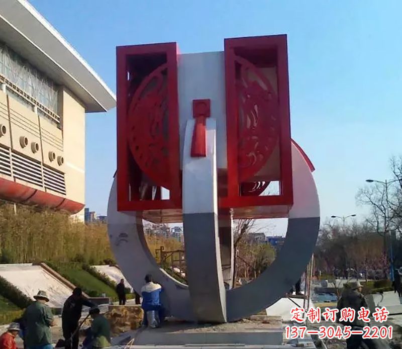 辽阳不锈钢圆环雕塑象征着永恒的美