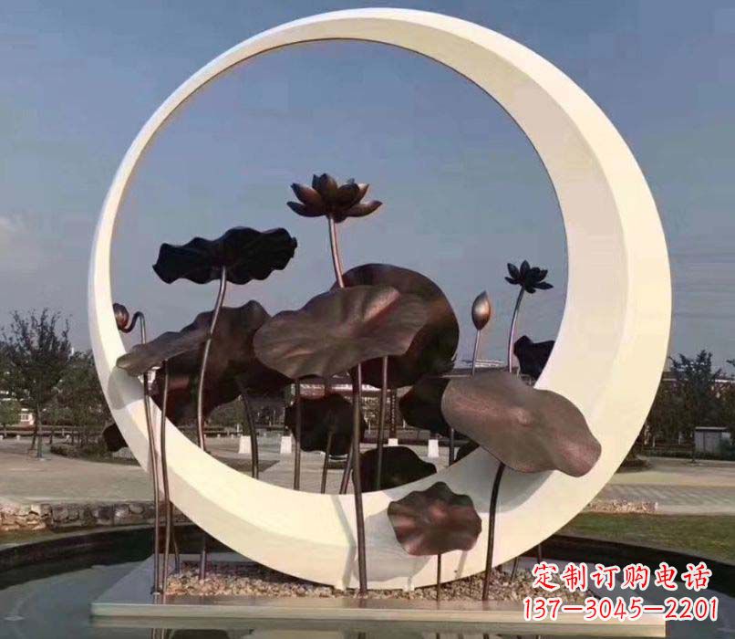 辽阳不锈钢圆环荷花景观雕塑