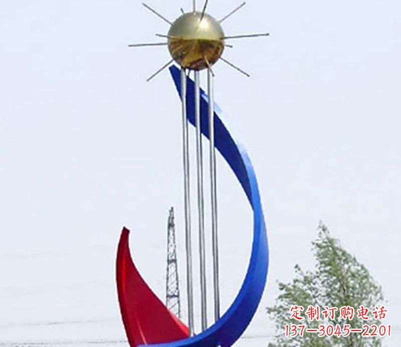 辽阳流动的美——不锈钢飘带雕塑