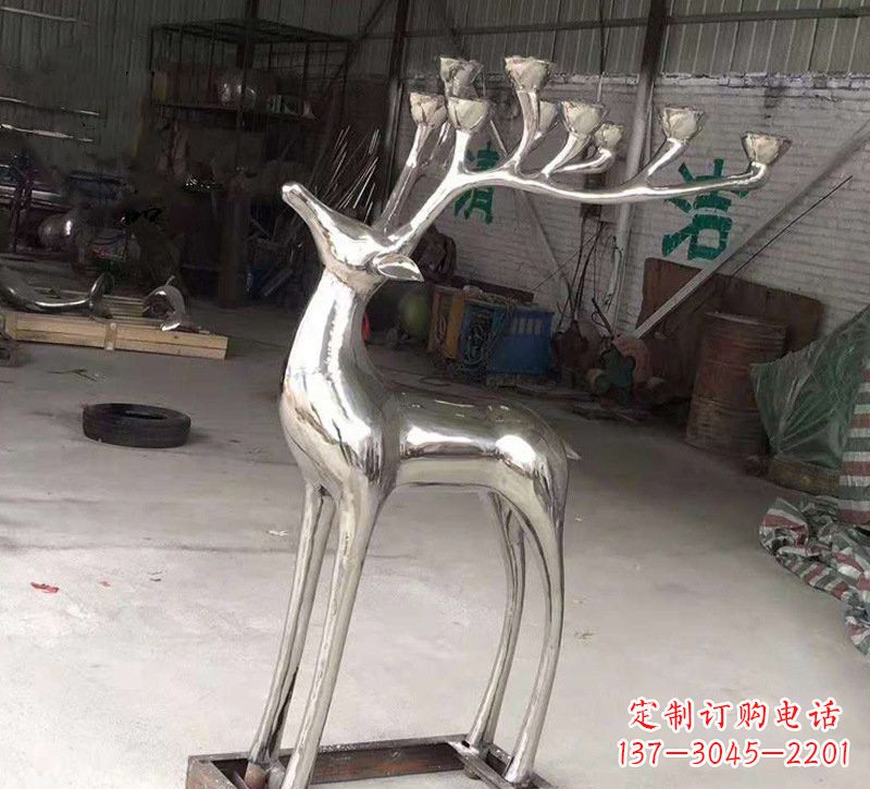 辽阳精美梅花鹿雕塑——点亮不锈钢烛台
