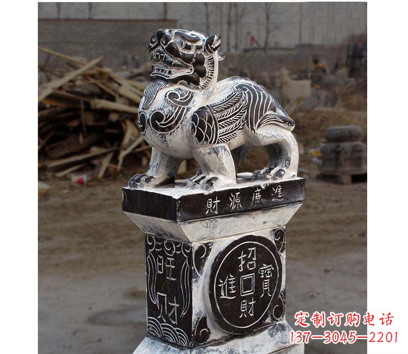 辽阳门墩雕塑财源广进的象征