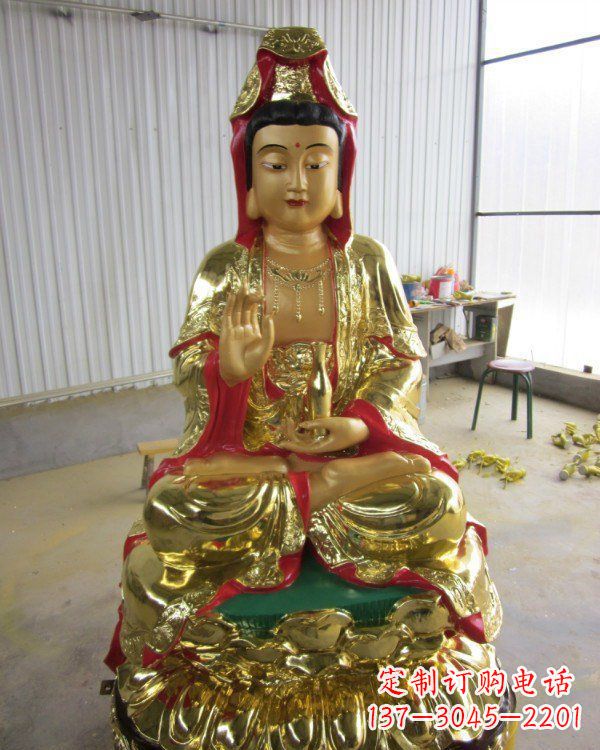 辽阳彩绘观音菩萨铜雕