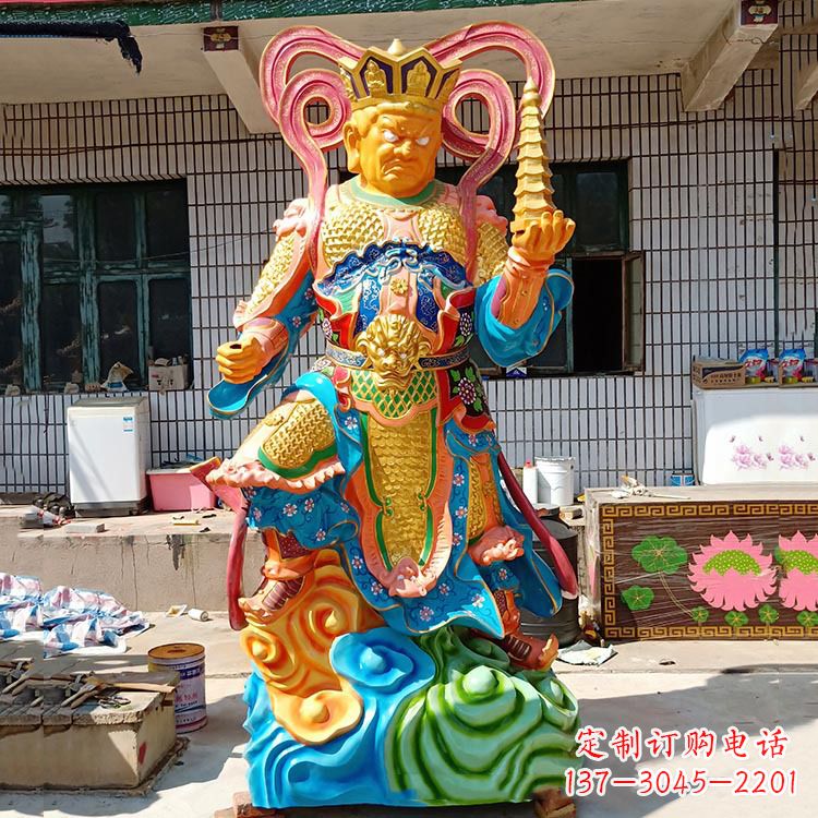 辽阳彩绘托塔天王玻璃钢雕塑