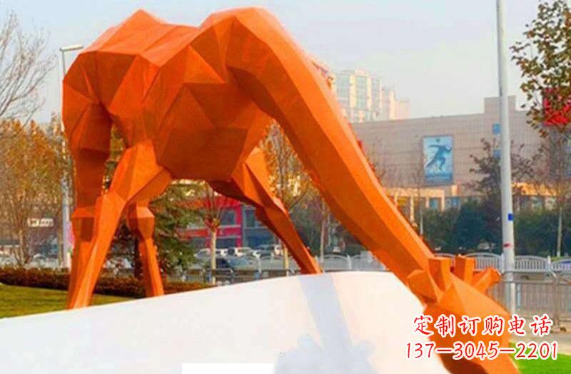 辽阳精致彩色不锈钢长颈鹿雕塑