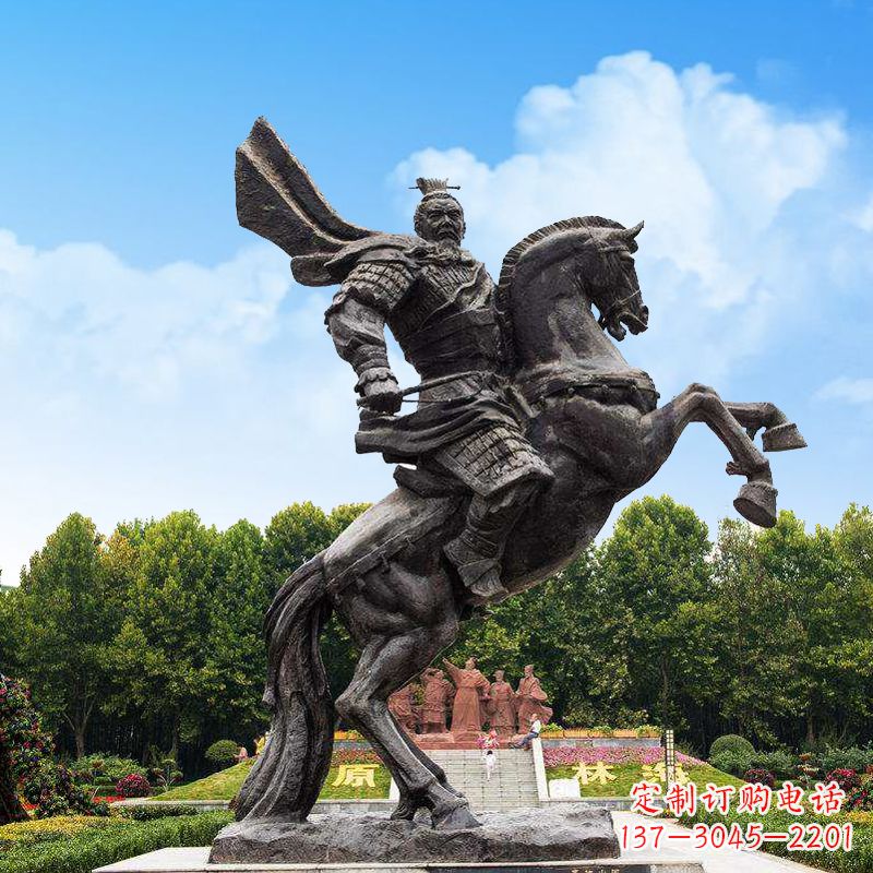 辽阳曹操骑马铜雕塑像-景区历史名人古代帝王雕塑