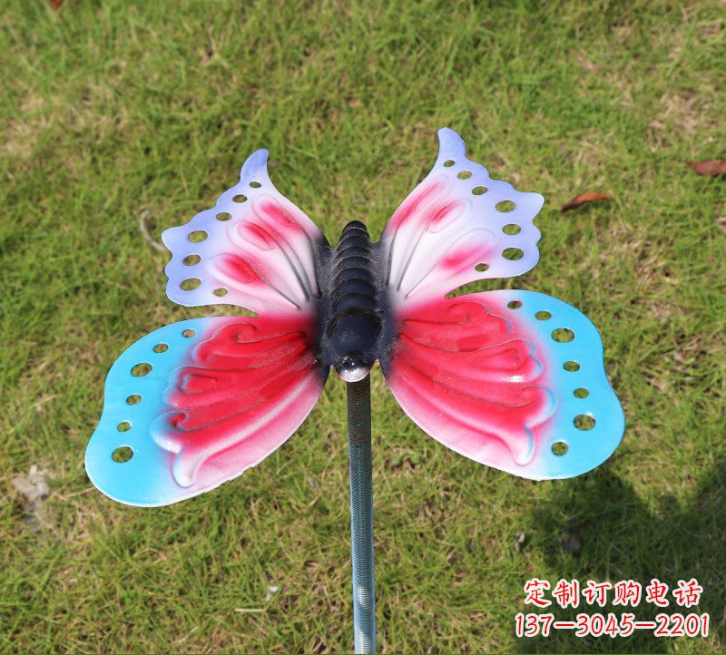 辽阳草坪动物不锈钢蝴蝶插件雕塑